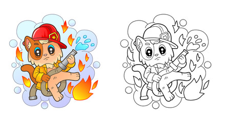 cute little cat fireman, illustration design