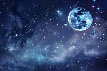 Starry Sky with Moons and Planets