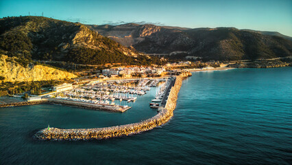 Aerial Panorama of Garraf's Rugged Coastline and Turquoise Waters, Barcelona