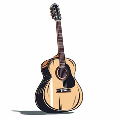 Obraz premium Classic Acoustic Guitar Illustration Isolated on White Background