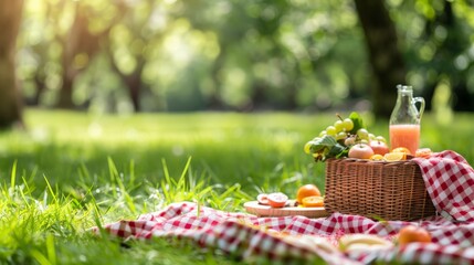 Healthy picnic in the shade of fruit trees, perfect for a sugar-free outdoor dining experience