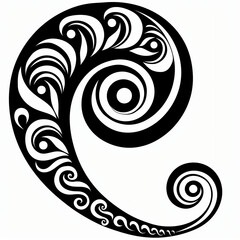 tattoo, maori, koru, design, symbol, new life, growth, harmony, black and white, stylized, representation, backdrop, white, art, culture, tradition, spiral,