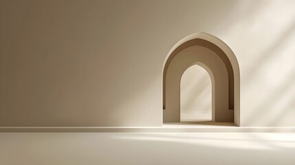 Beige Wall with Arched Doorway - Minimalist Interior

