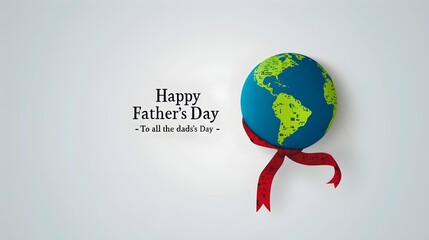 globe with a red tie wrapped around it, on a white background Father's Day concept