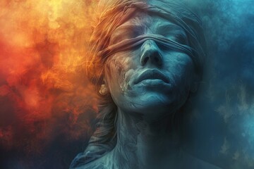 A visually striking image of a woman's outline against vibrant, colorful smoke creating a mystic and dreamy atmosphere