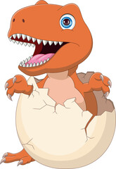 cartoon baby dinosaur hatching from egg