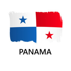 National symbols - flag of Panama isolated on white background. Hand-drawn illustration. Flat style.

