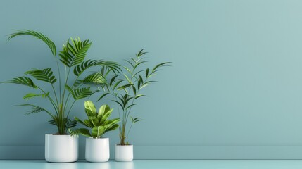 Potted Plants with Ample Space for Text - obrazy, fototapety, plakaty