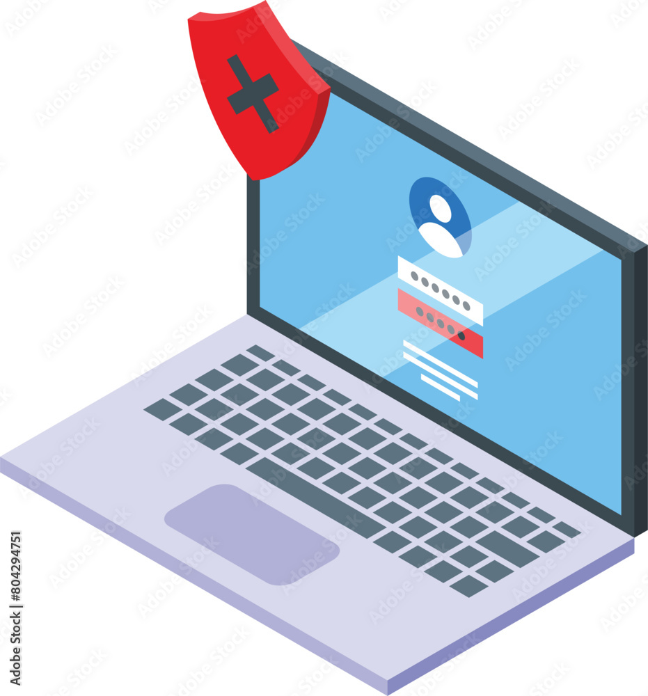 Poster computer wrong password icon isometric vector. incorrect account validation. authentication error pr