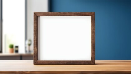 Picture frame mockup with blank canvas for home interior design