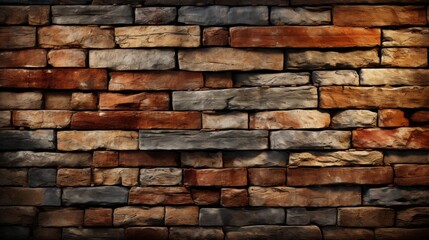 Obraz premium Old brick wall of red color, damaged masonry as abstract background composition. textured surface pattern of stucco texture with holes and scuffs