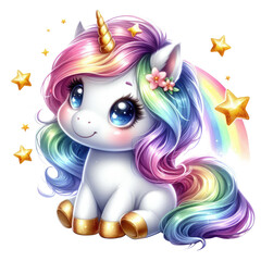Cute Rainbow Unicorn Sublimation Clipart