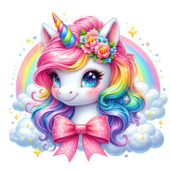 Cute Rainbow Unicorn Sublimation Clipart