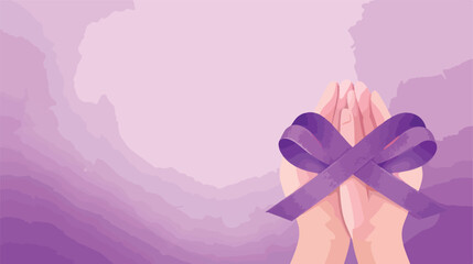 Female hands with purple ribbon as symbol of World