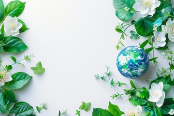 Earth day and world environment day concept on white background - environmental awareness design