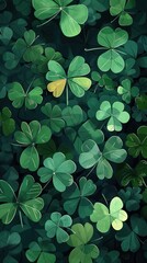 A field of four-leaf clovers with a painterly style