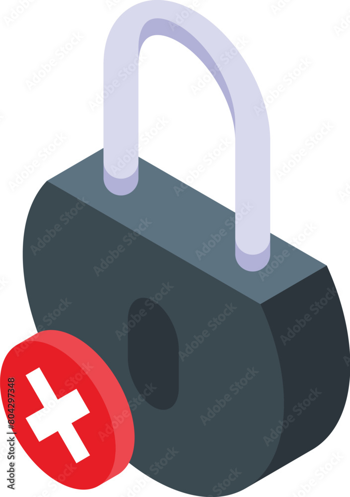 Poster blocked access padlock icon isometric vector. incorrect password. failure account authentication