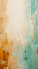 Obraz premium Abstract oil painting: abstract geometric shapes in turquoise and gray gold colors in boho style, artistic texture.