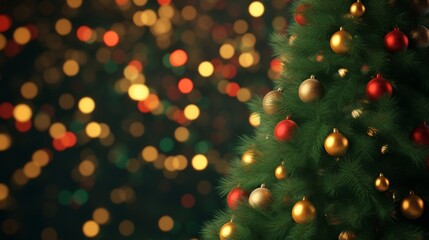 Fir tree brunch close up. Shallow focus. Fluffy fir tree brunch close up. Christmas wallpaper concept. Copy space.