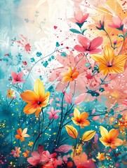 colorful floral background with many different flowers