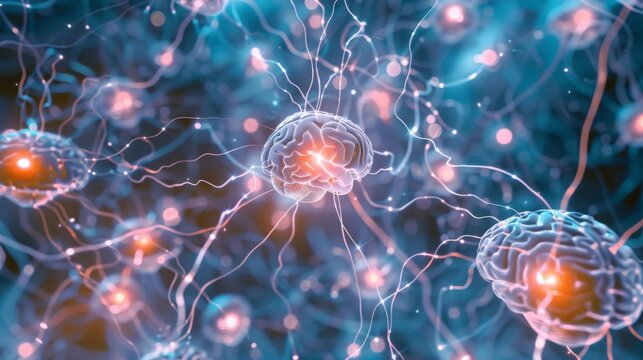 Synaptic Transmission in Neural Network Illustration