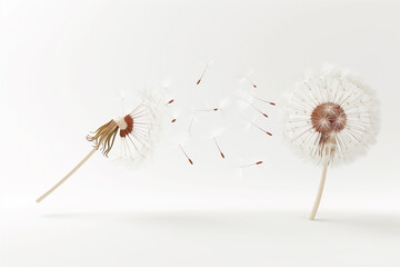 Dandelion isolated on a white background, 3d, illustration 