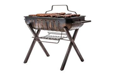 Sizzling Symphony: A BBQ Grill With a Symphony of Steaks. On a White or Clear Surface PNG Transparent Background.
