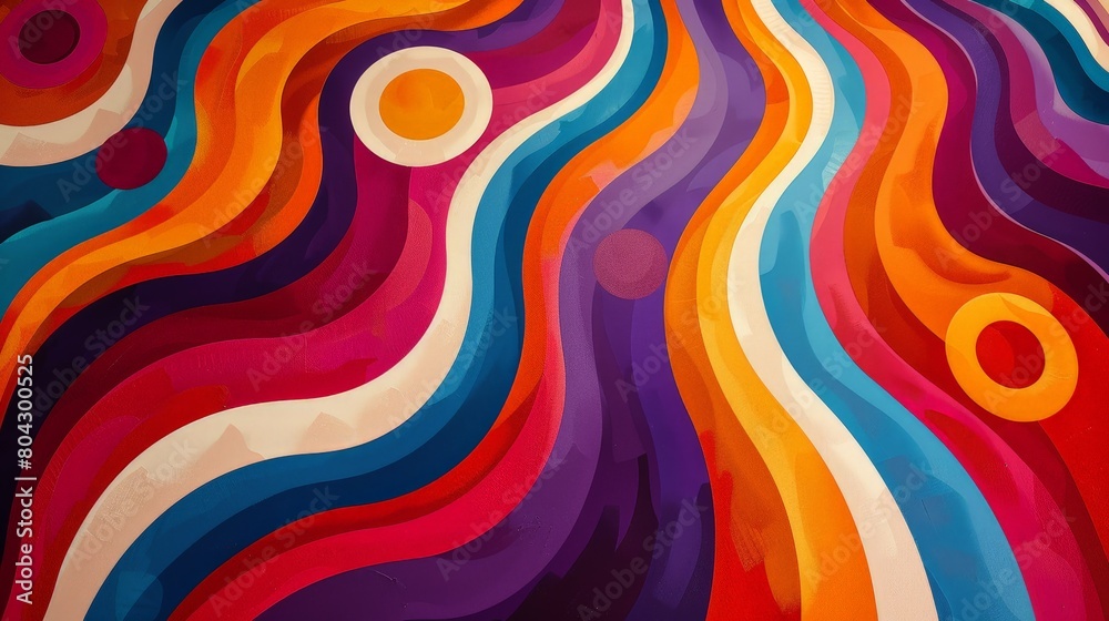 Aufkleber vibrant pattern of circles and waves