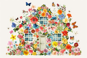 House made from Flowers and Butterflies