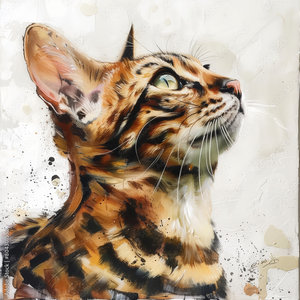 Poster bengal cat on white background