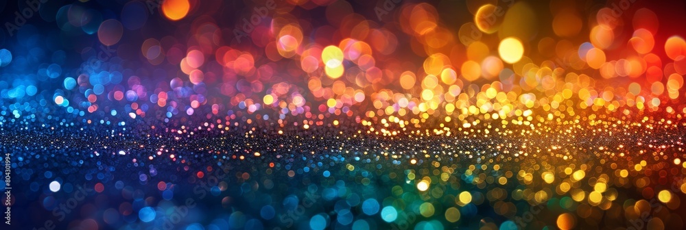 Fototapete Multicolored bokeh lights glowing brightly against a dark background, creating a mesmerizing and vibrant display