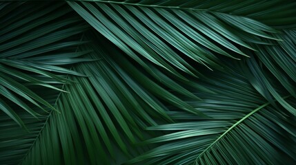 closeup nature view of green leaf and palms background. Flat lay, dark nature concept, tropical leaf