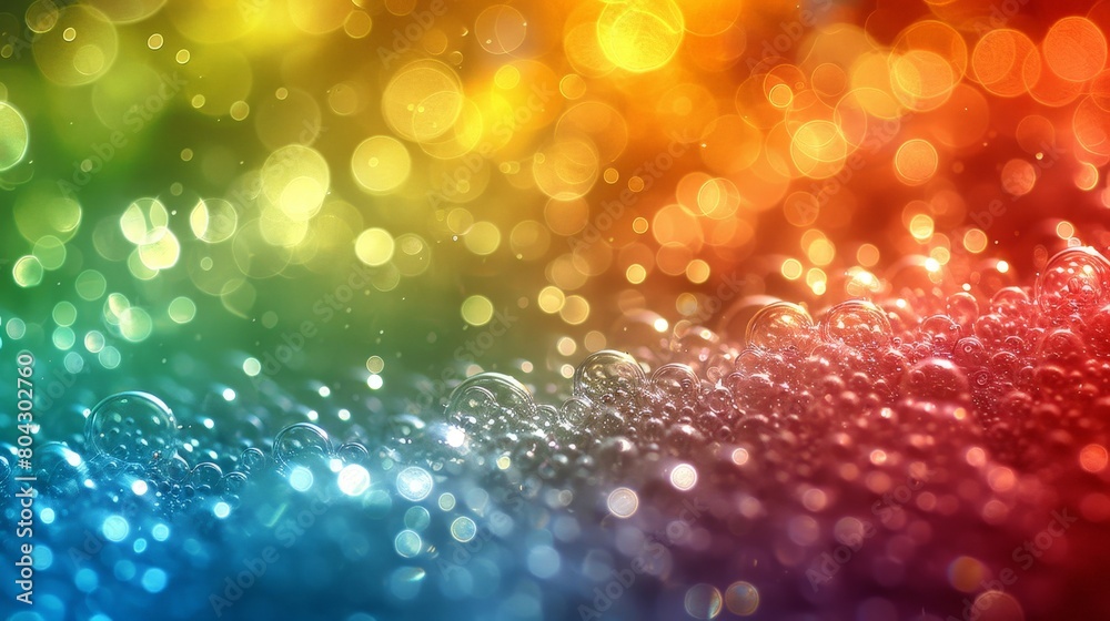 Aufkleber rainbow-colored background featuring various sized bubbles in motion