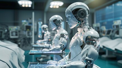 Fototapeta premium Medical technology, doctor use AI robots for diagnosis, care, and increasing accuracy patient treatment 