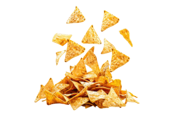 Falling nachos chips Isolated on transparent background
