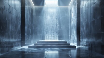 An image of a shower featuring a modern, minimalist design