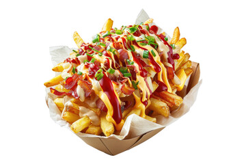 Flavorful loaded fries Isolated on transparent background