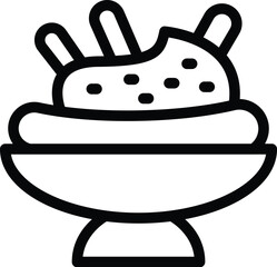 Dairy banana split icon outline vector. Creamy soft dish. Cold American dessert