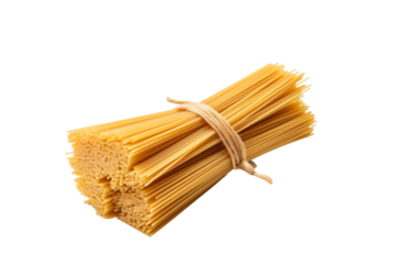 A Symphony of Starch: Intertwined Uncooked Pasta Dance on a White Canvas. On a White or Clear Surface PNG Transparent Background.