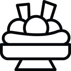 Sliced banana with ice cream icon outline vector. Tasty flavored dessert. American cold dairy dish