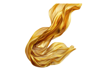 lying golden fabric Isolated on transparent background