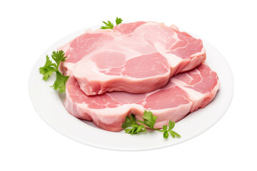 Juicy Pork Dreams on a Heavenly Plate. On a White or Clear Surface PNG Transparent Background.