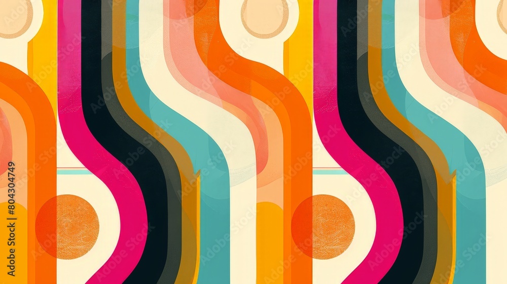 Poster A vibrant abstract pattern featuring a variety of colors and wavy lines creating a dynamic and visually stimulating design