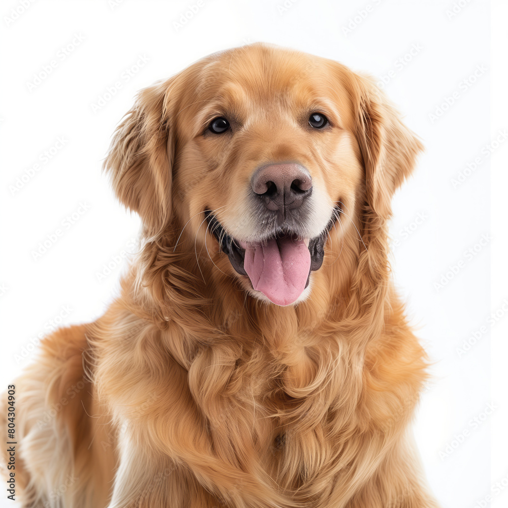 Sticker golden retriever on white background