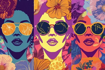 AI generated illustration of a woman wearing sunglasses and a flower