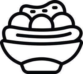 Creamy American flavored dessert icon outline vector. Banana split dish. Soft delicious cold food