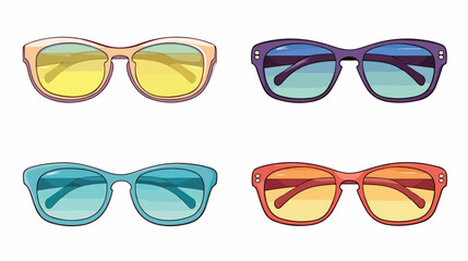 hand drawn fashion sunglasses set. realistic colorf