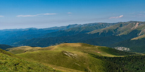 View from Oslea hill - highest hill of Valcan mountains in Romania