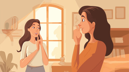 Young woman telling her sister secret at home Vector