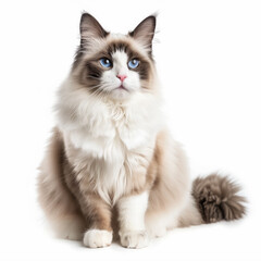 Obraz premium Ragdoll cat on white background
